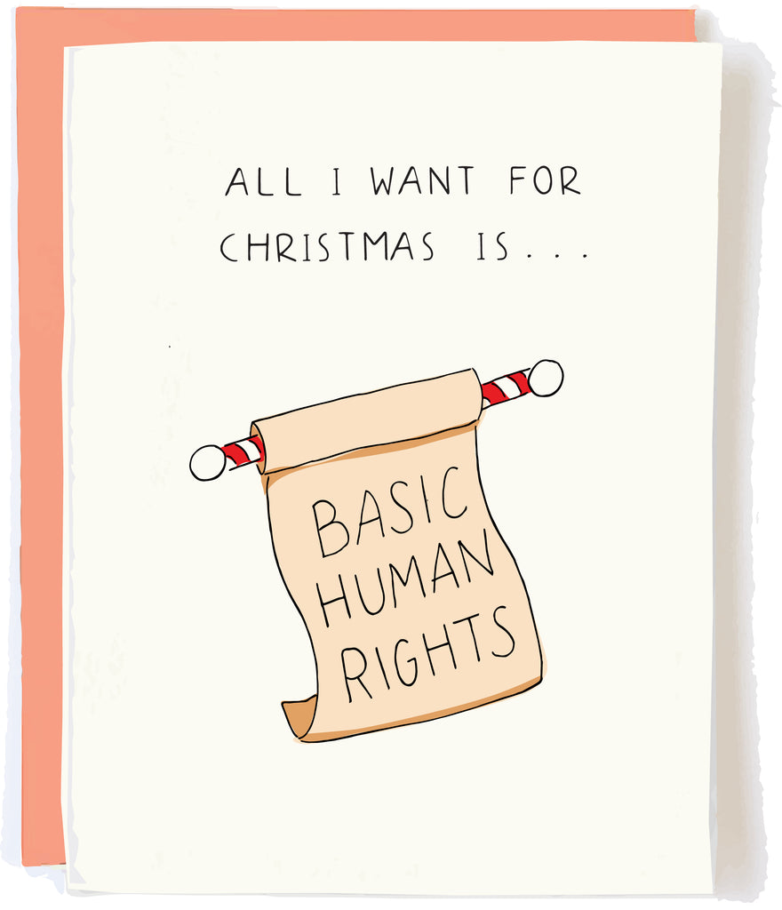 Funny Christmas Card Basic Human Rights by Pop + Paper