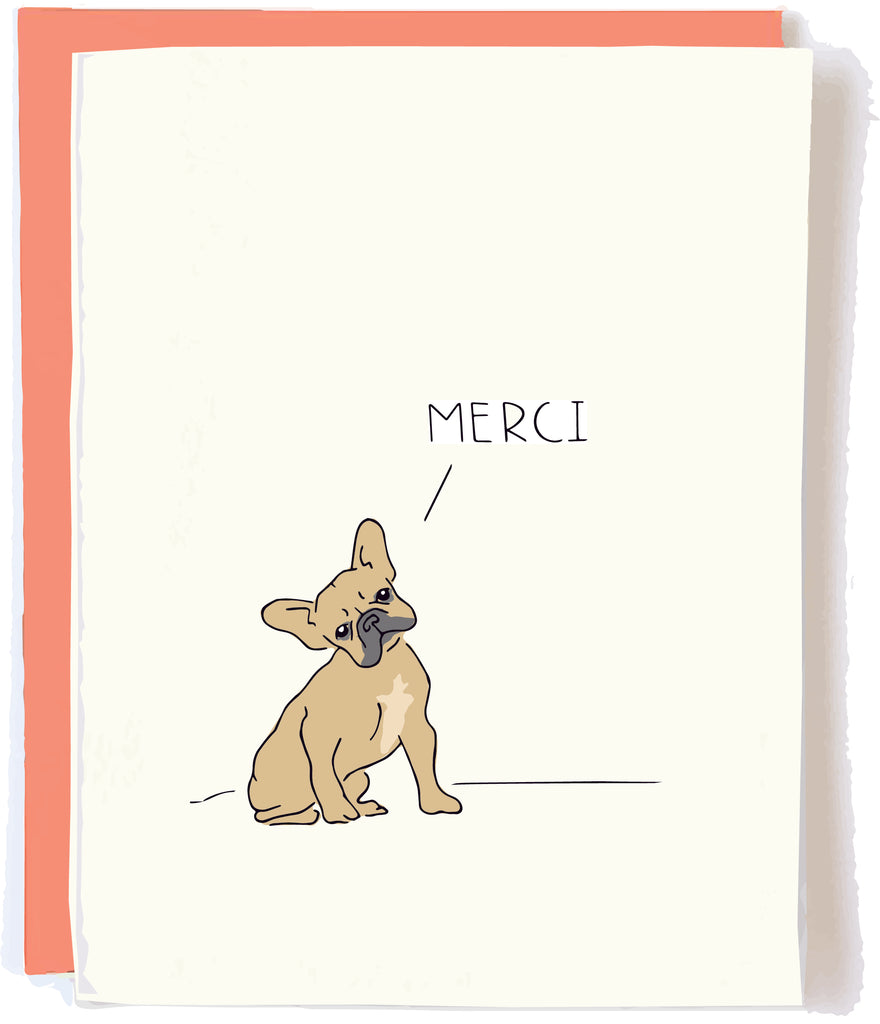 Pop and Paper Funny Thank You Card Frenchie Merci