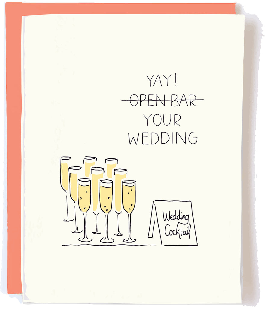 Open Bar Wedding Card by Pop + Paper